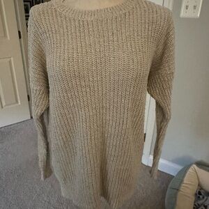Hollister Tan Crew Neck Sweater Chunky Knit